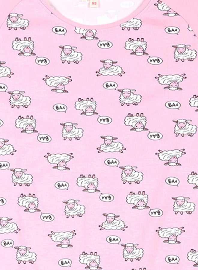 zivame Crazy Sheep Sleep Dress Pink/White/Grey  - Image 3