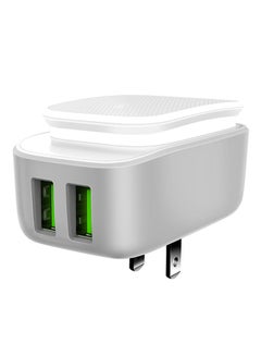 إل دينو شاحن حائط USB بمنفذين مع لمبة LED تعمل باللمس أبيض  - Image 1