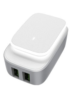 إل دينو شاحن حائط USB بمنفذين مع لمبة LED تعمل باللمس أبيض  - Image 3