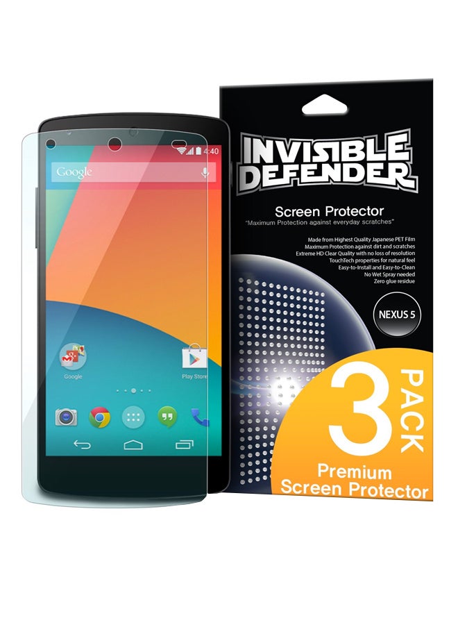 Ringke Pack Of 3 HD Screen Protector For Google Nexus 5 Clear - Image 1