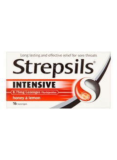 Strepsils Pack of 16 Honey & Lemon Intensive Sore Throat Relief Lozenges 