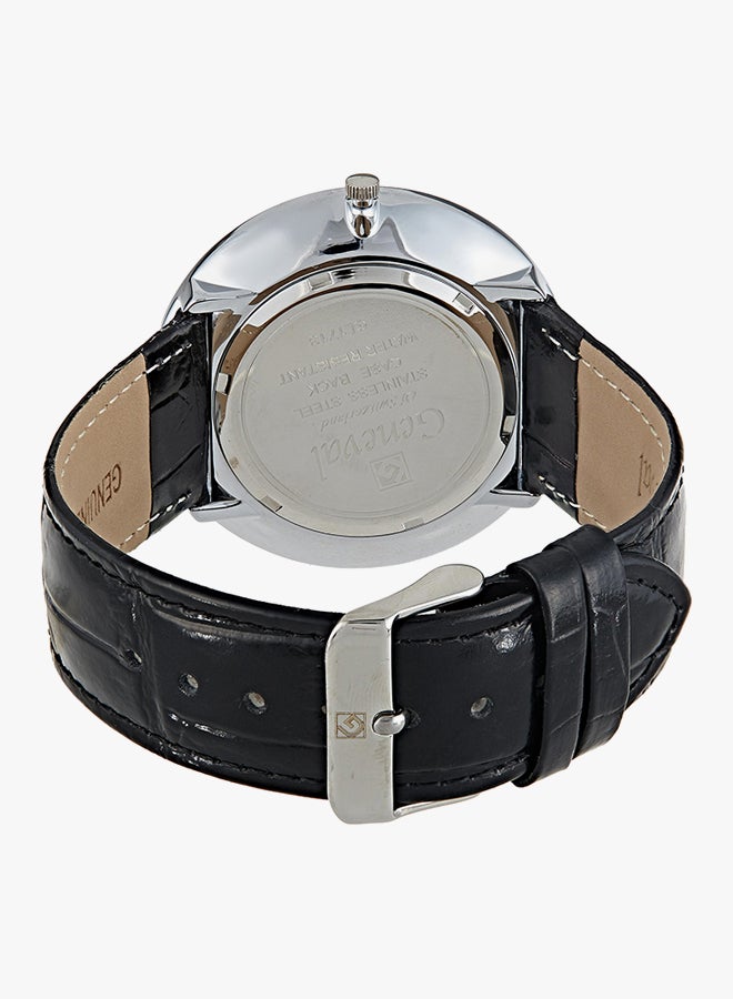 جينيفال من سويسرا ساعة يد بعقارب وسوار من الجلد مقاومة للماء طراز GL1713WBB - مقاس 45 مم - لون أسود للرجال - Image 2