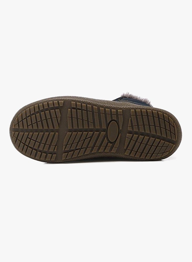 Outdoor Warm Faux Fur Lined Slip Ons Blue  - Image 3