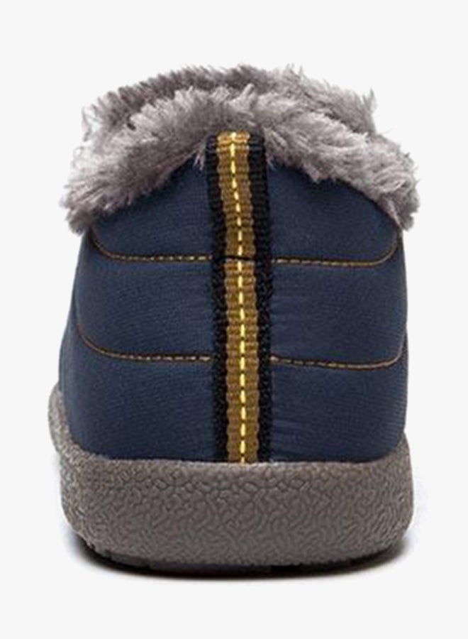 Outdoor Warm Faux Fur Lined Slip Ons Blue  - Image 4