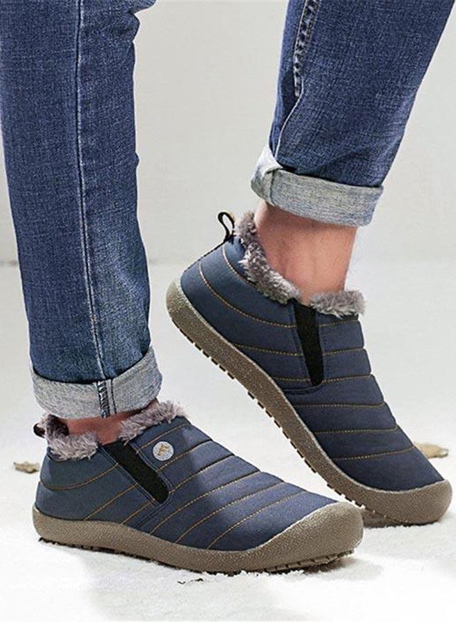 Outdoor Warm Faux Fur Lined Slip Ons Blue  - Image 5