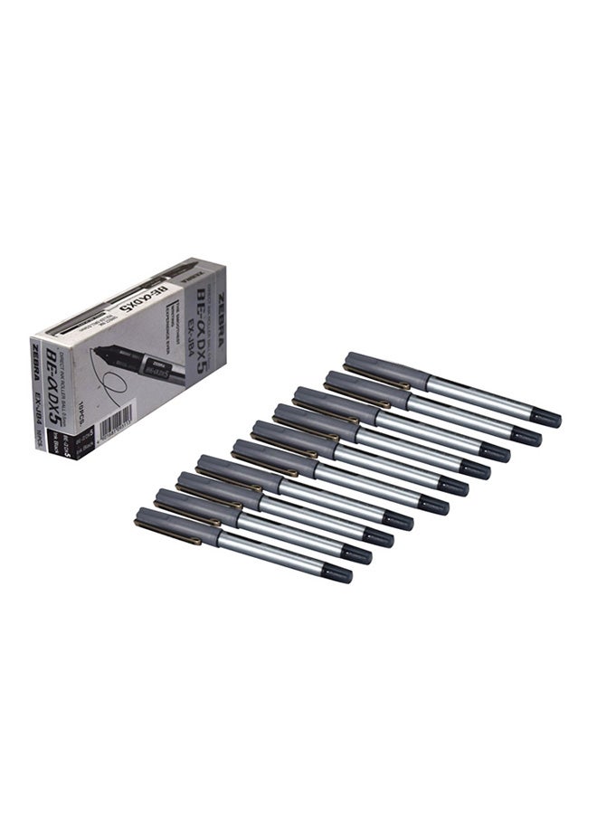 ZEBRA 10-Piece BE-α-DX5 Rollerball Pen Set Black/Silver 