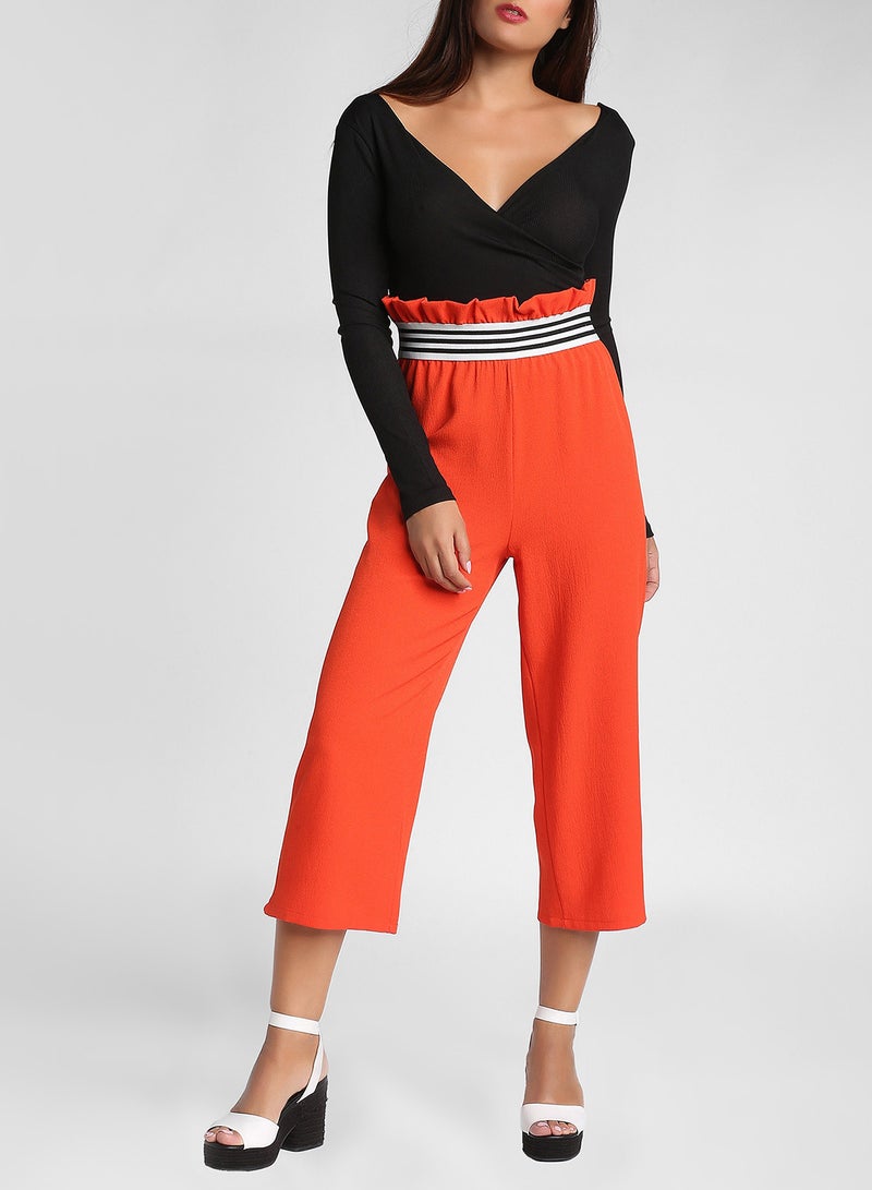 High Streets Frill Detail Cropped Pants Orange  - Image 2