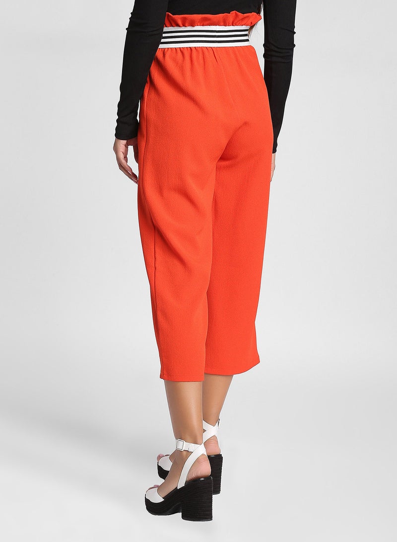 High Streets Frill Detail Cropped Pants Orange  - Image 3