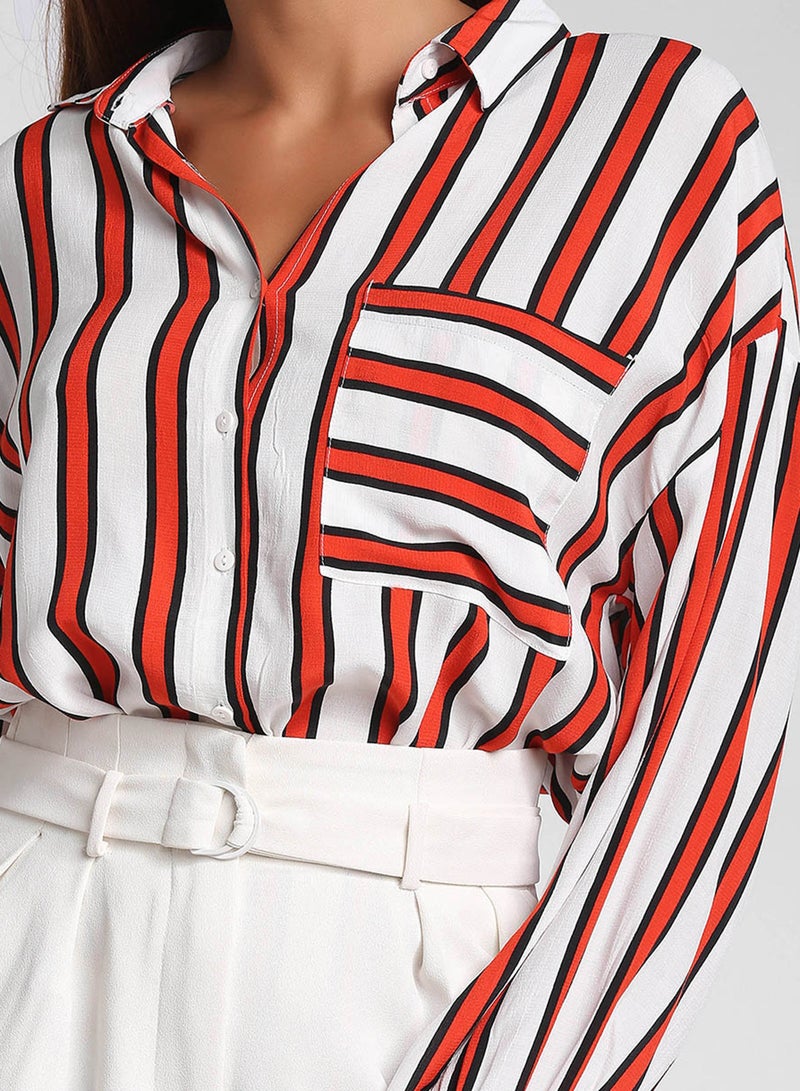 High Streets Striped Shirt White/Red - Image 4