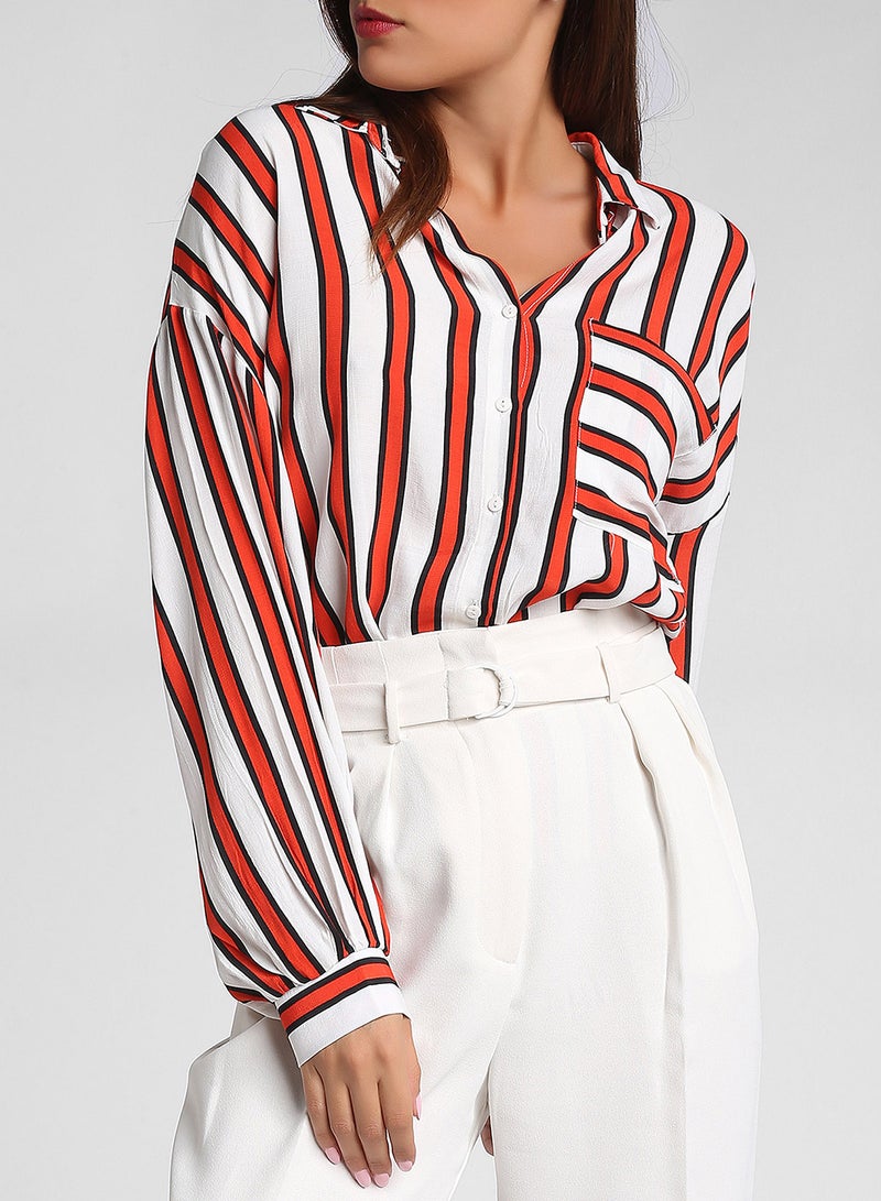 High Streets Striped Shirt White/Red - Image 1