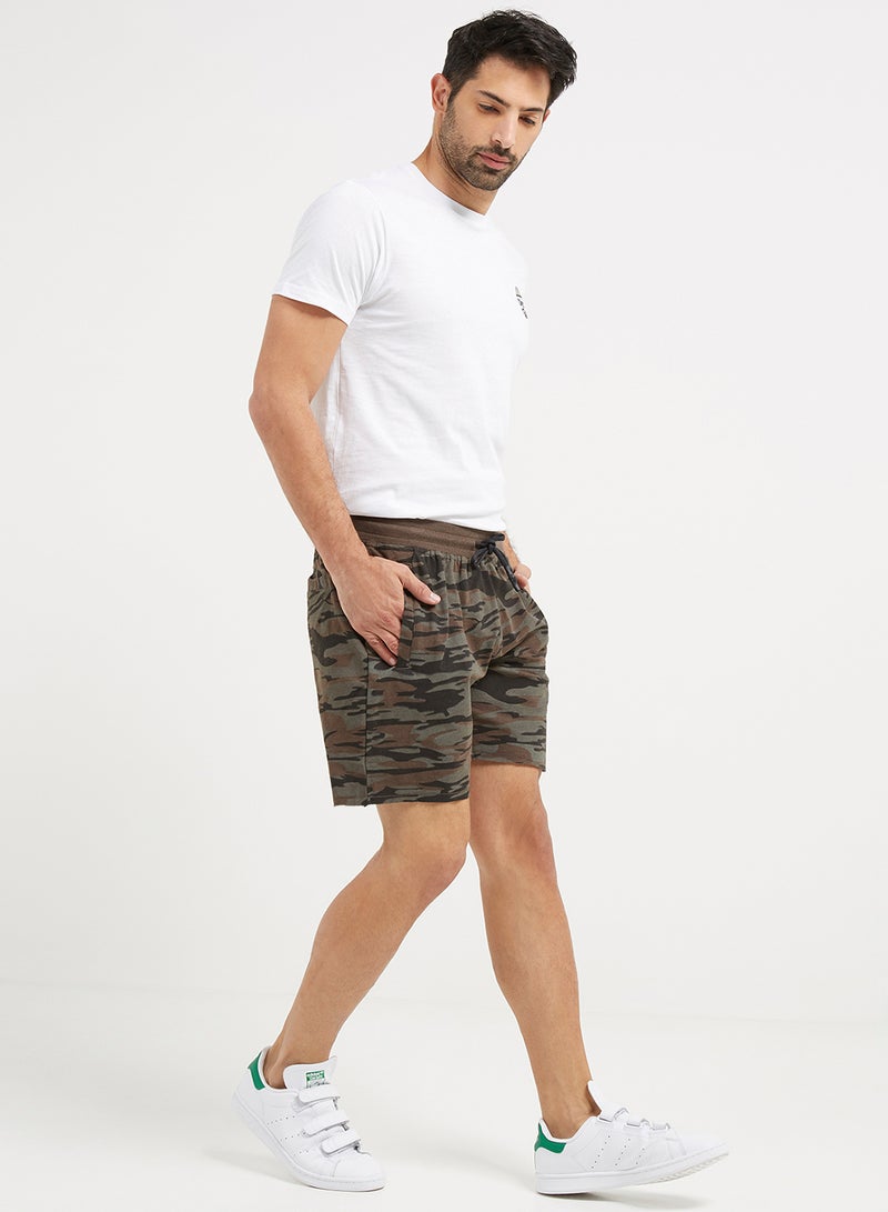 BRAVE SOUL Camo Printed Short Dark Khaki  - Image 2