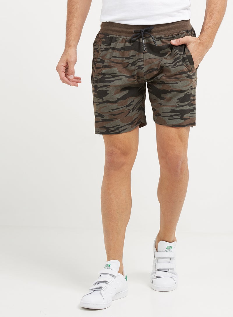BRAVE SOUL Camo Printed Short Dark Khaki  - Image 1