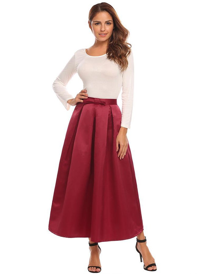 Fashion Big Swing Cocktail Wedding Maxi Skirt Red  - Image 2