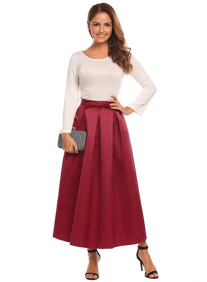 Fashion Big Swing Cocktail Wedding Maxi Skirt Red  - Image 3