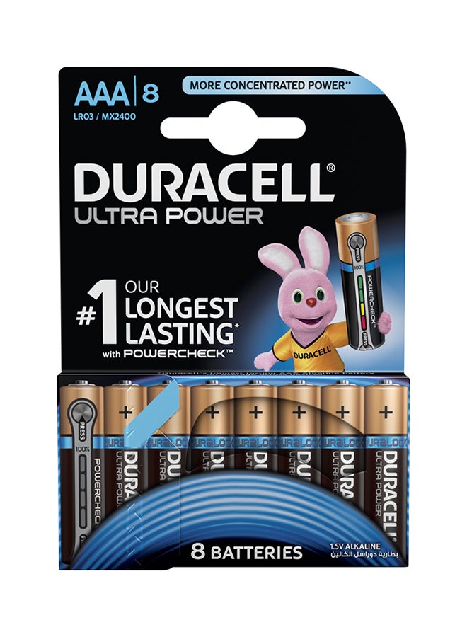Duracell Pack Of 8 AA Ultra Power Household Batteries Black/Bronze