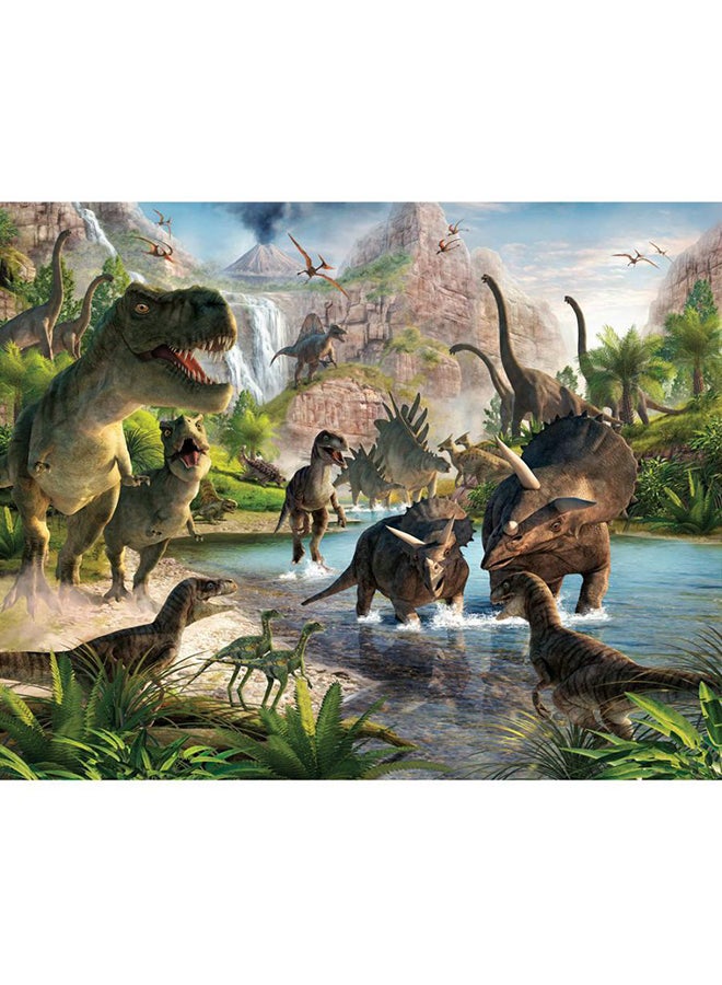 Walltastic 12-Panel Dinosaur Land Wallpaper Mural With Double Sided Tape Multicolour 8x10feet - Image 1