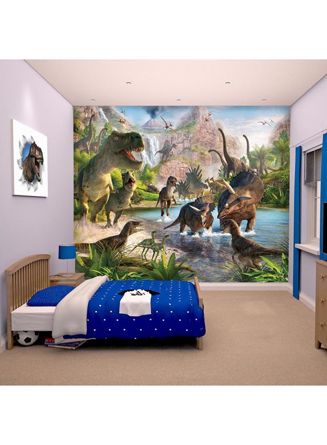 Walltastic 12-Panel Dinosaur Land Wallpaper Mural With Adhesive Multicolour 8x10feet - Image 2