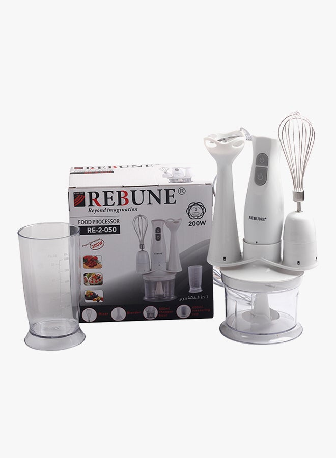 3-In-1 Plastc Hand Mixer 200W 200.0 W RE-2-050 White