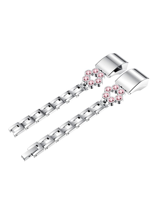 ISank Textured Tire Pattern Replacement Band For Fitbit Alta And Fitbit Alta HR Silver/Pink/Clear  - Image 1
