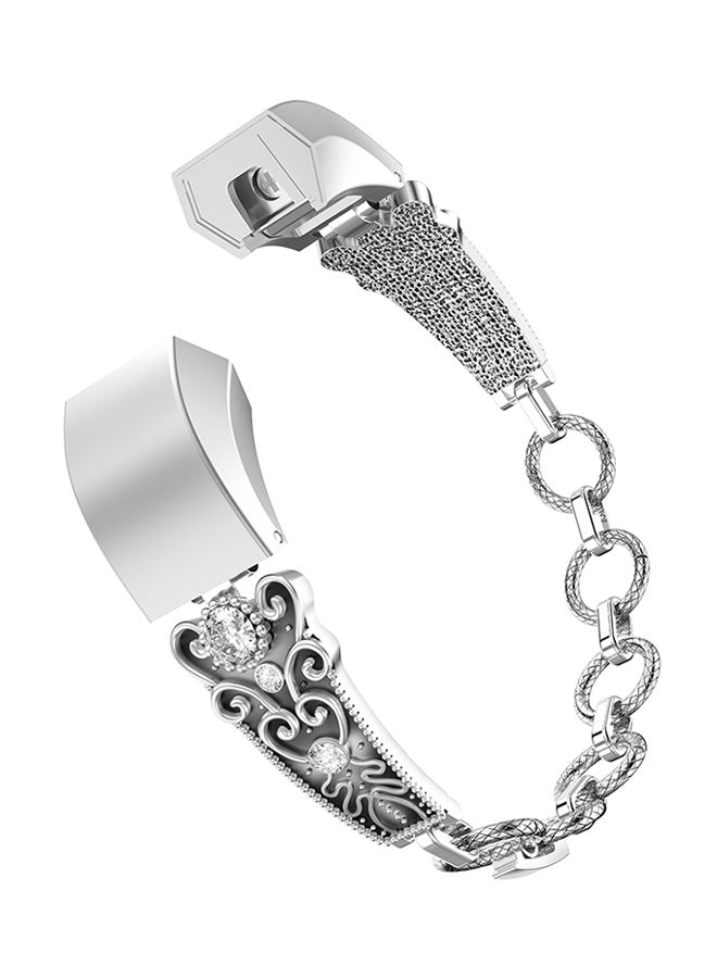 ISank Adjustable Chain Jewelry Bracelet For Fitbit Alta And Fitbit Alta HR 5.5 - 8.1inch Silver/Clear  - Image 1