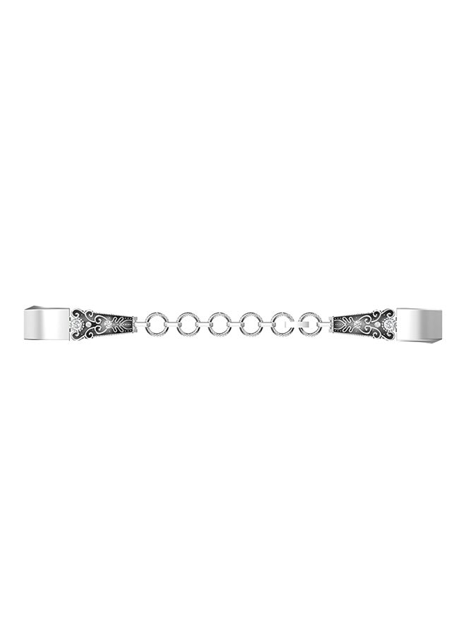 ISank Adjustable Chain Jewelry Bracelet For Fitbit Alta And Fitbit Alta HR 5.5 - 8.1inch Silver/Clear  - Image 2