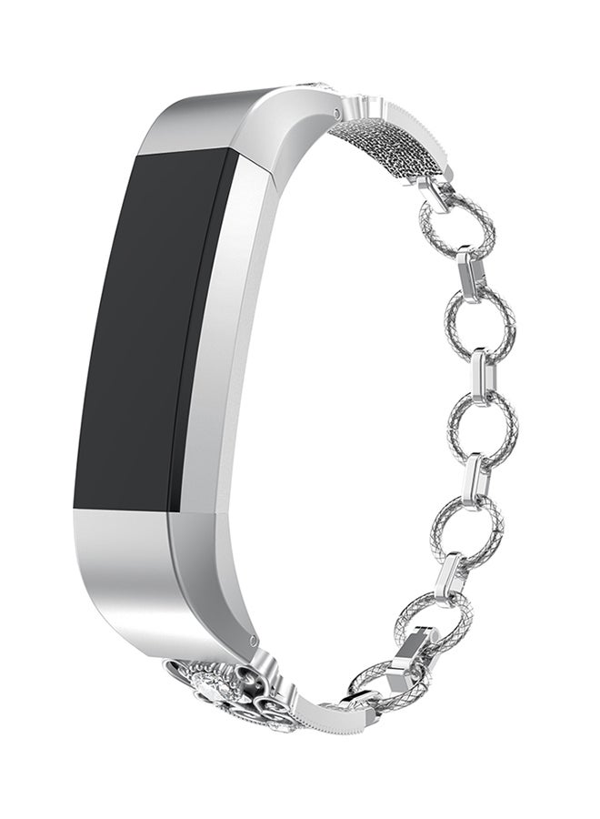 ISank Adjustable Chain Jewelry Bracelet For Fitbit Alta And Fitbit Alta HR 5.5 - 8.1inch Silver/Clear  - Image 4