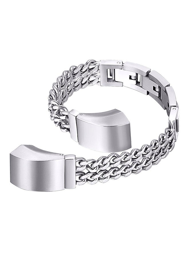 ISank Double Chain Replacement Strap For Fitbit Alta And Fitbit Alta HR Silver  - Image 1