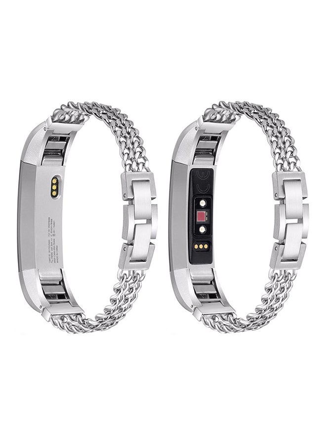 ISank Double Chain Replacement Strap For Fitbit Alta And Fitbit Alta HR Silver  - Image 2