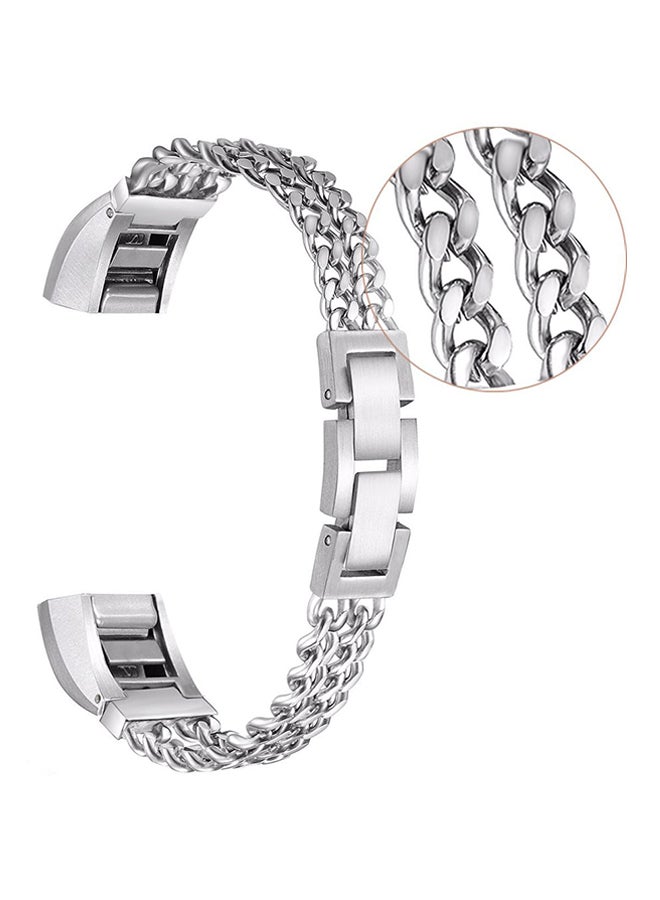 ISank Double Chain Replacement Strap For Fitbit Alta And Fitbit Alta HR Silver  - Image 3