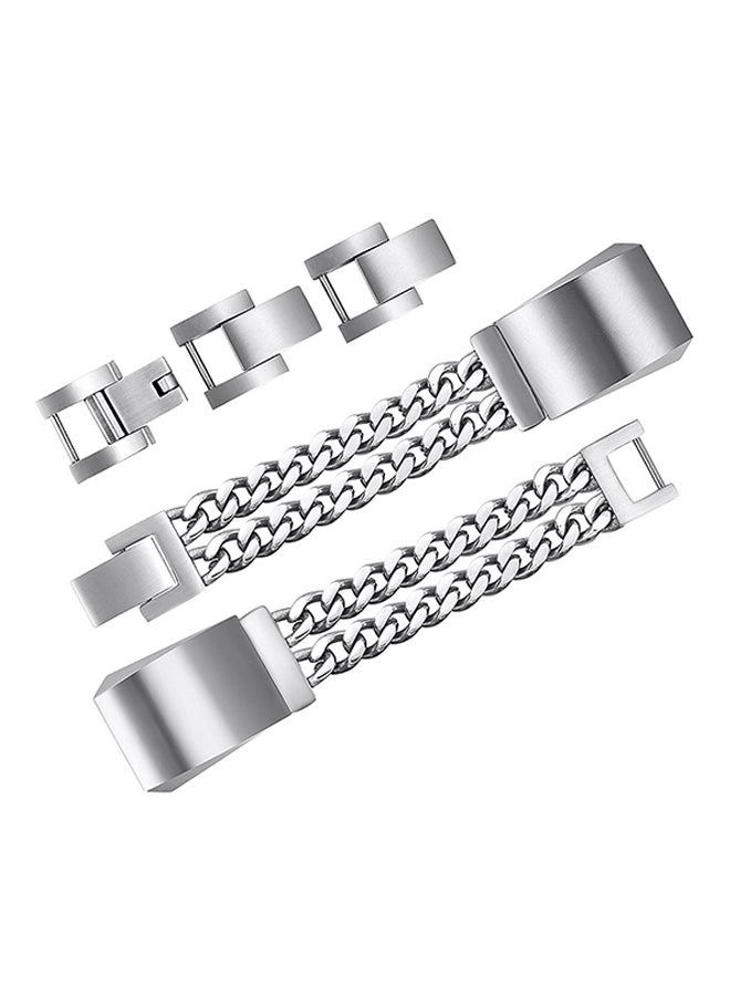ISank Double Chain Replacement Strap For Fitbit Alta And Fitbit Alta HR Silver  - Image 4