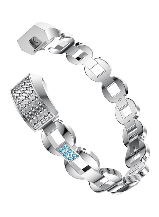 ISank Rhinestone Replacement Band For Fitbit Alta And Fitbit Alta HR Silver/Blue  - Image 1