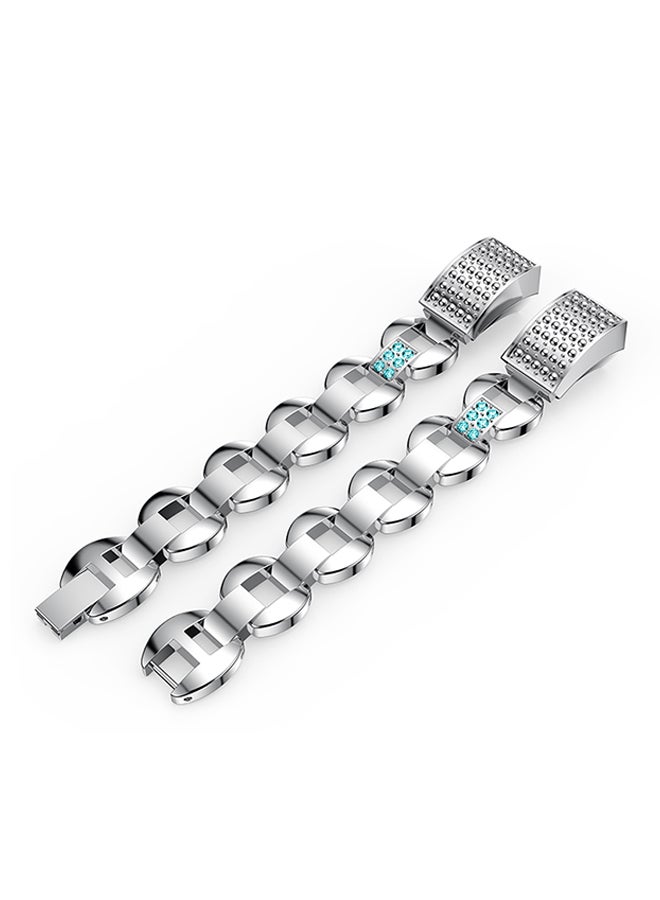 ISank Rhinestone Replacement Band For Fitbit Alta And Fitbit Alta HR Silver/Blue  - Image 2