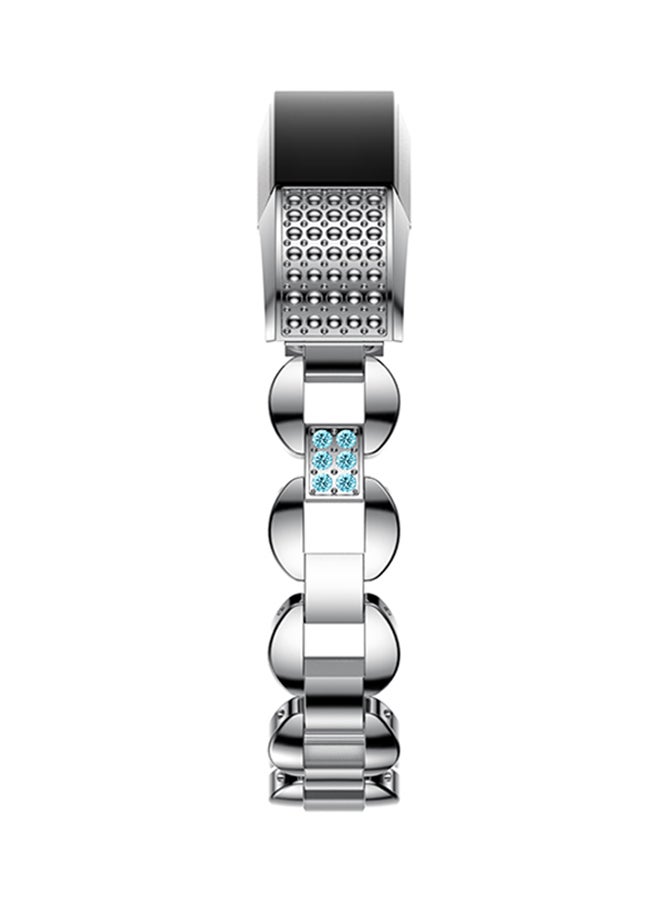 ISank Rhinestone Replacement Band For Fitbit Alta And Fitbit Alta HR Silver/Blue  - Image 4
