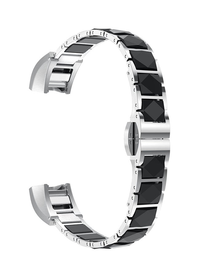ISank Ceramics Link Bracelet Band For Fitbit Alta And Fitbit Alta HR Black/Silver - Image 1