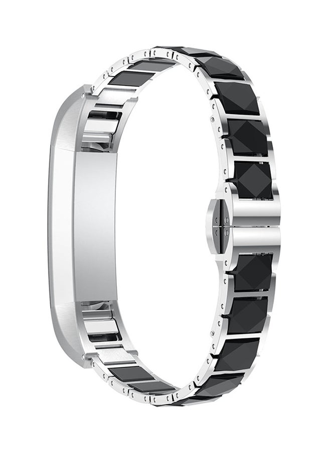 ISank Ceramics Link Bracelet Band For Fitbit Alta And Fitbit Alta HR Black/Silver - Image 3