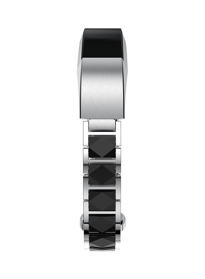 ISank Ceramics Link Bracelet Band For Fitbit Alta And Fitbit Alta HR Black/Silver - Image 4