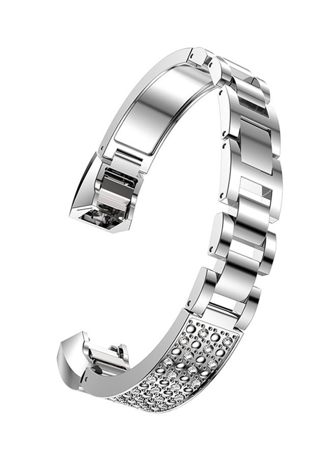 ISank Bling Rhinestone Bracelet Strap For Fitbit Alta And Fitbit Alta HR Silver  - Image 1