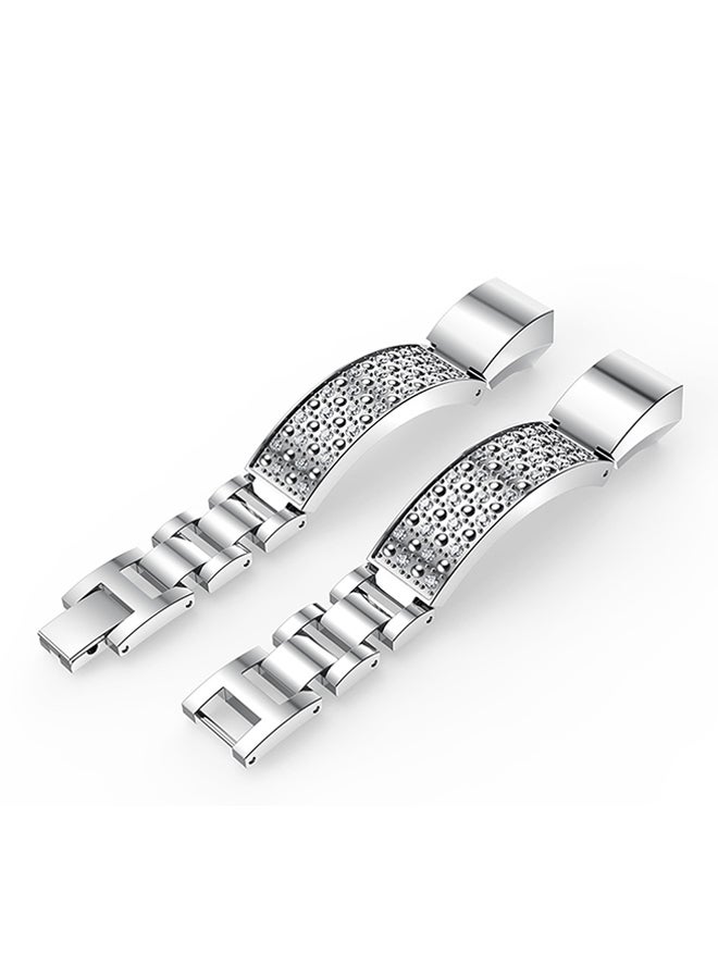ISank Bling Rhinestone Bracelet Strap For Fitbit Alta And Fitbit Alta HR Silver  - Image 2
