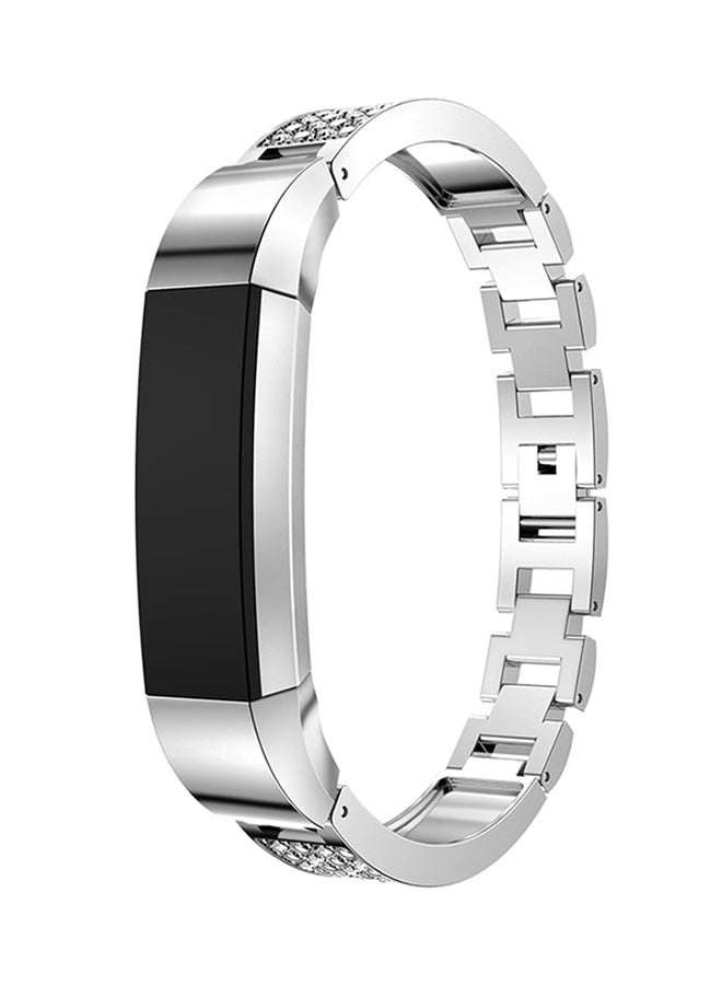 ISank Bling Rhinestone Bracelet Strap For Fitbit Alta And Fitbit Alta HR Silver  - Image 4