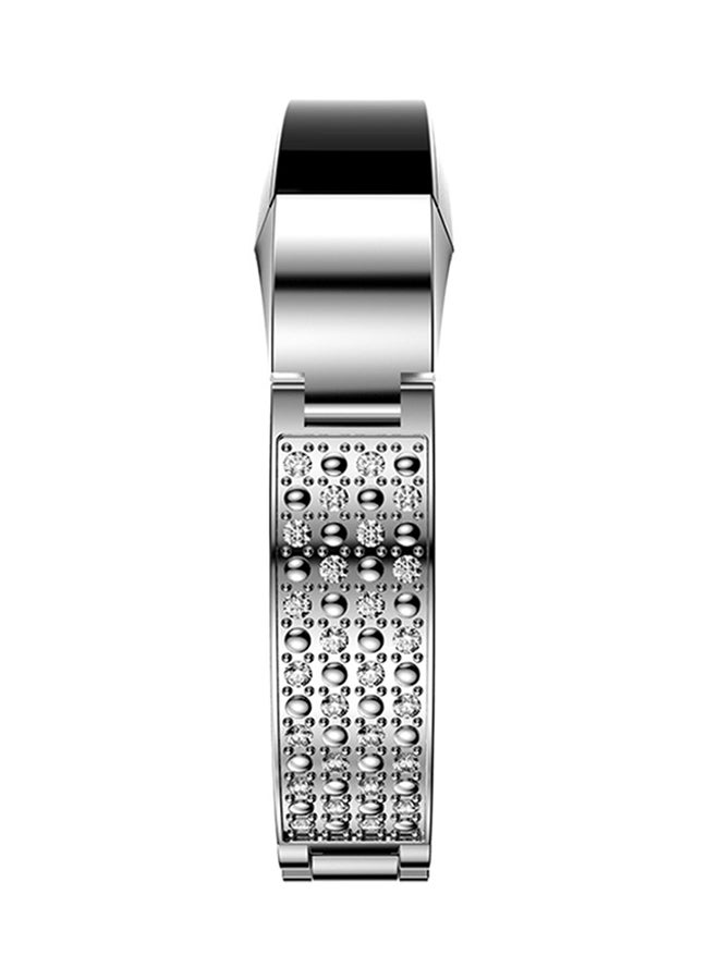ISank Bling Rhinestone Bracelet Strap For Fitbit Alta And Fitbit Alta HR Silver  - Image 5