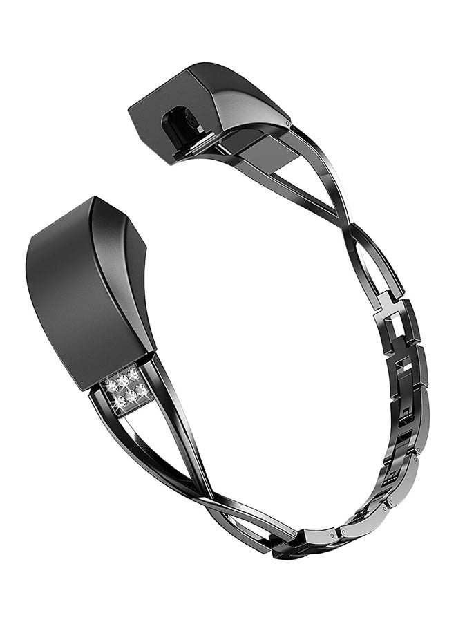 ISank Diamond Jewelry Replacement Bracelet Strap For Fitbit Alta And Fitbit Alta HR Black/Clear - Image 1