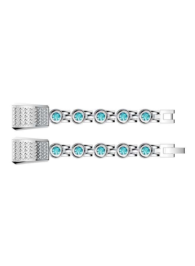 ISank Rhinestone Replacement Strap For Fitbit Alta And Fitbit Alta HR Silver/Blue  - Image 2