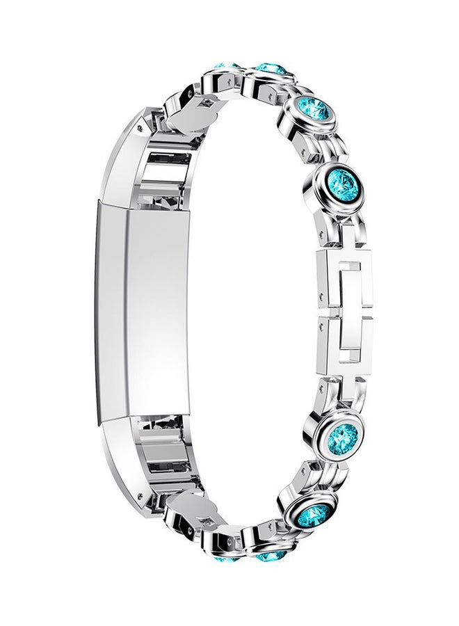 ISank Rhinestone Replacement Strap For Fitbit Alta And Fitbit Alta HR Silver/Blue  - Image 3