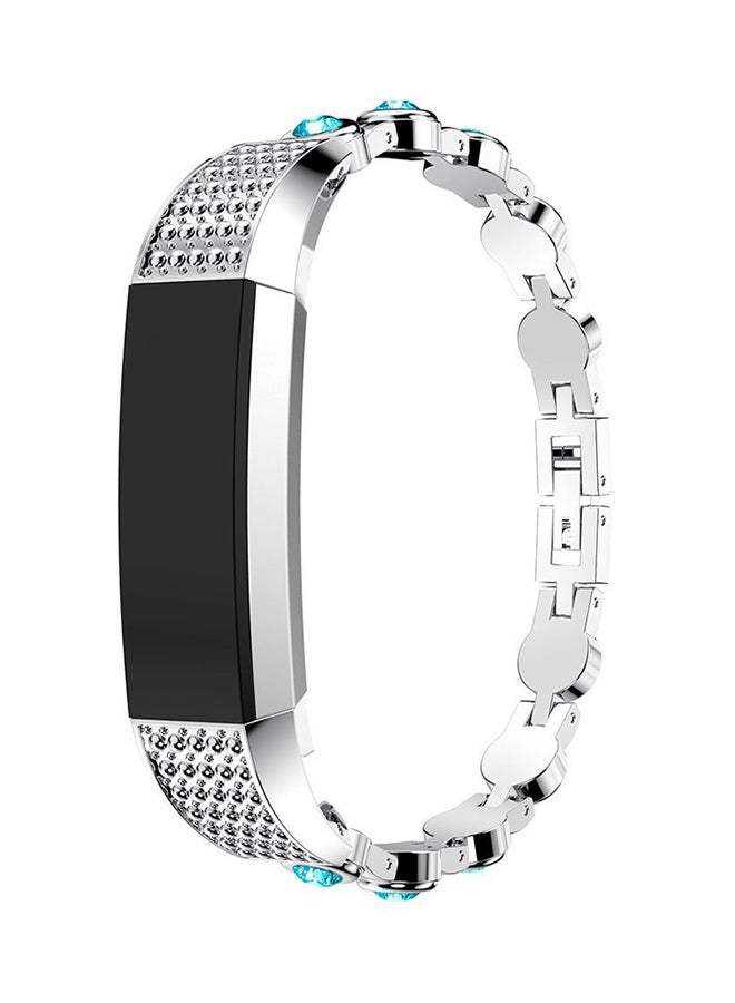 ISank Rhinestone Replacement Strap For Fitbit Alta And Fitbit Alta HR Silver/Blue  - Image 4