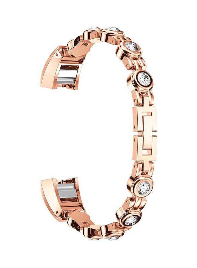 ISank Rhinestone Replacement Strap For Fitbit Alta And Fitbit Alta HR Rose Gold/Clear - Image 1