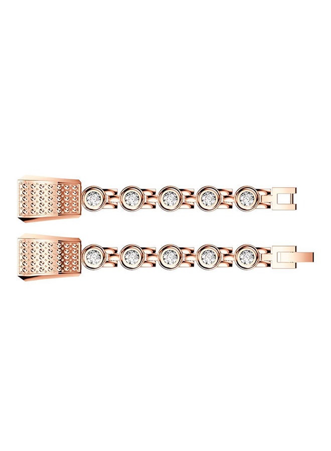 ISank Rhinestone Replacement Strap For Fitbit Alta And Fitbit Alta HR Rose Gold/Clear - Image 2