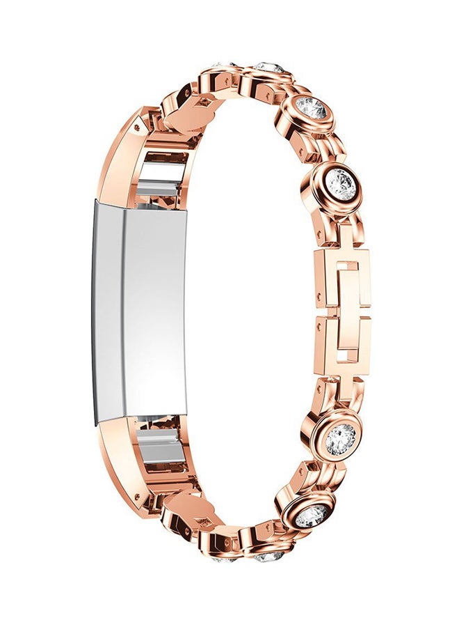 ISank Rhinestone Replacement Strap For Fitbit Alta And Fitbit Alta HR Rose Gold/Clear - Image 3