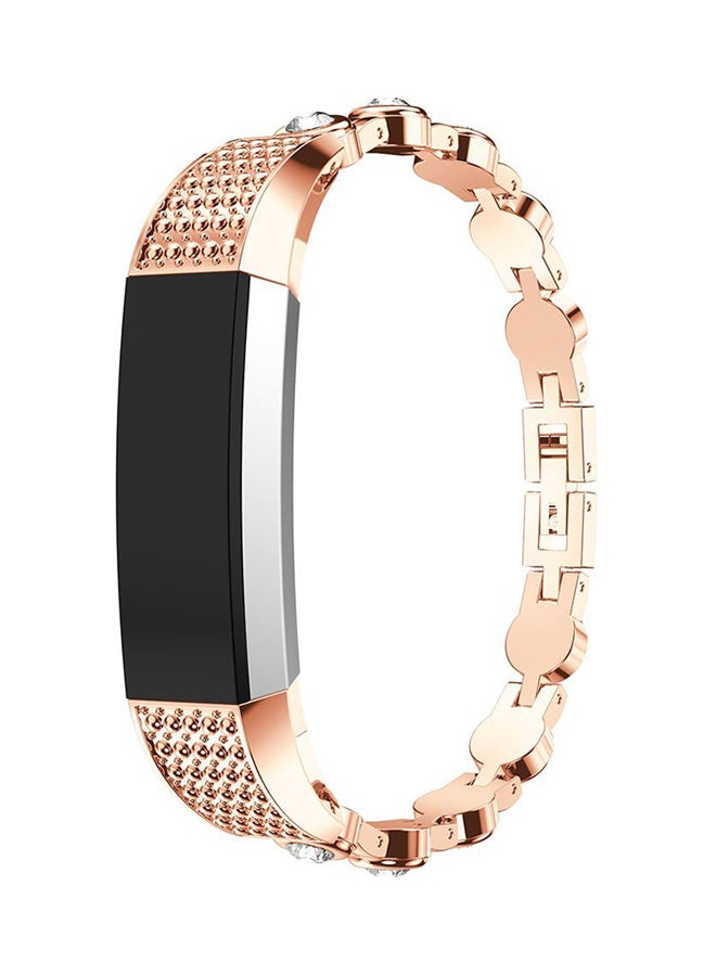 ISank Rhinestone Replacement Strap For Fitbit Alta And Fitbit Alta HR Rose Gold/Clear - Image 4