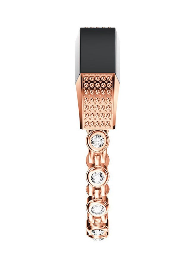 ISank Rhinestone Replacement Strap For Fitbit Alta And Fitbit Alta HR Rose Gold/Clear - Image 5