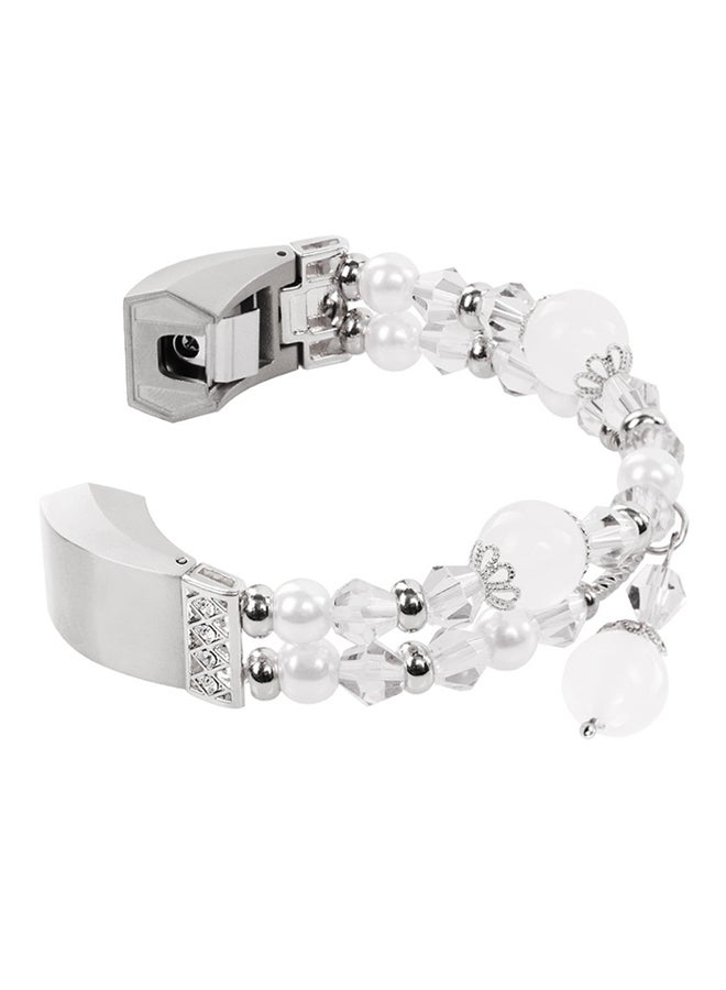 ISank Replacement Bracelet Wrist Band For Fitbit Alta And Fitbit Alta HR White/Silver - Image 1